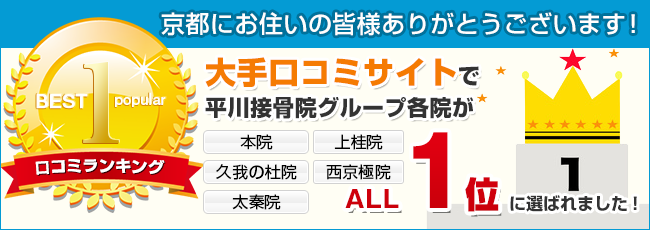 大手口コミサイトで平川接骨院グループ各院が1位獲得